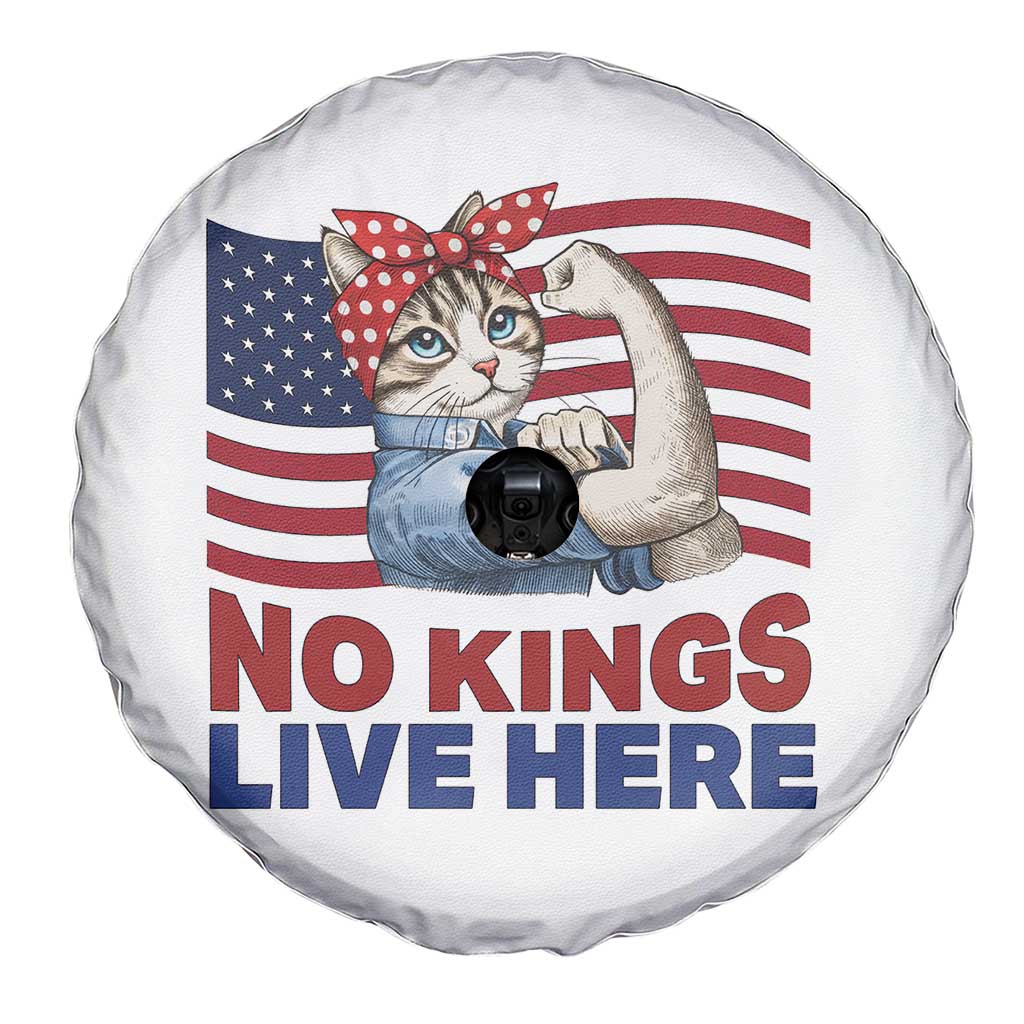 No Kings Live Here Spare Tire Cover Funny Rosie The Riveter Cat Feminist Gift