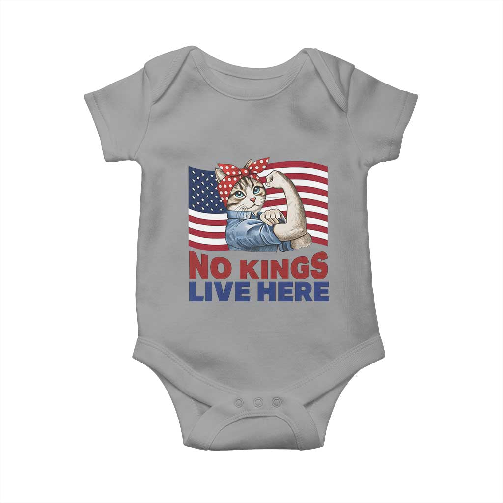 No Kings Live Here Baby Onesie Funny Rosie The Riveter Cat Feminist Gift