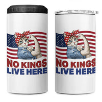 No Kings Live Here 4 in 1 Can Cooler Tumbler Funny Rosie The Riveter Cat Feminist Gift