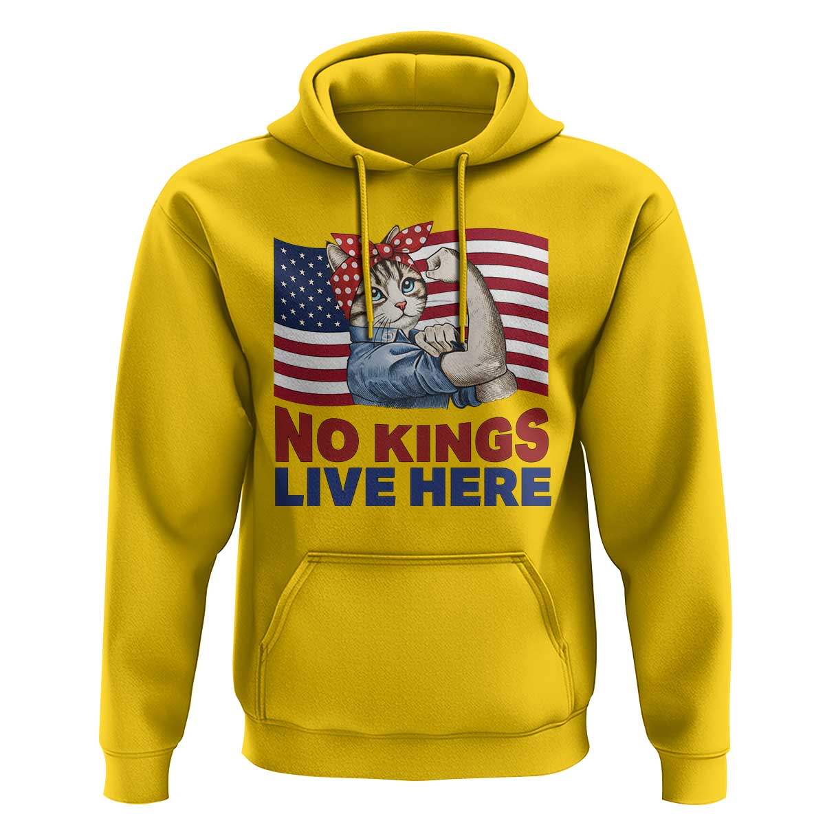 No Kings Live Here Hoodie Funny Rosie The Riveter Cat Feminist Gift