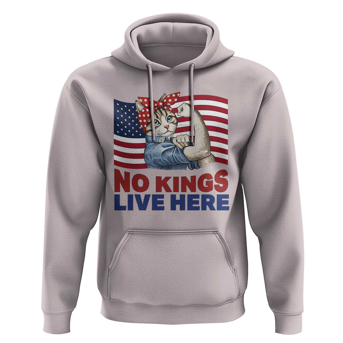 No Kings Live Here Hoodie Funny Rosie The Riveter Cat Feminist Gift