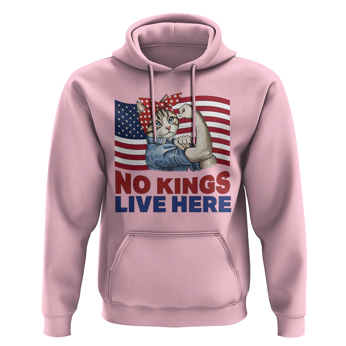No Kings Live Here Hoodie Funny Rosie The Riveter Cat Feminist Gift