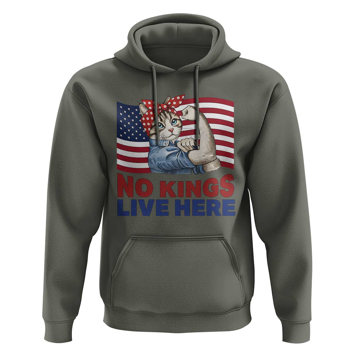 No Kings Live Here Hoodie Funny Rosie The Riveter Cat Feminist Gift