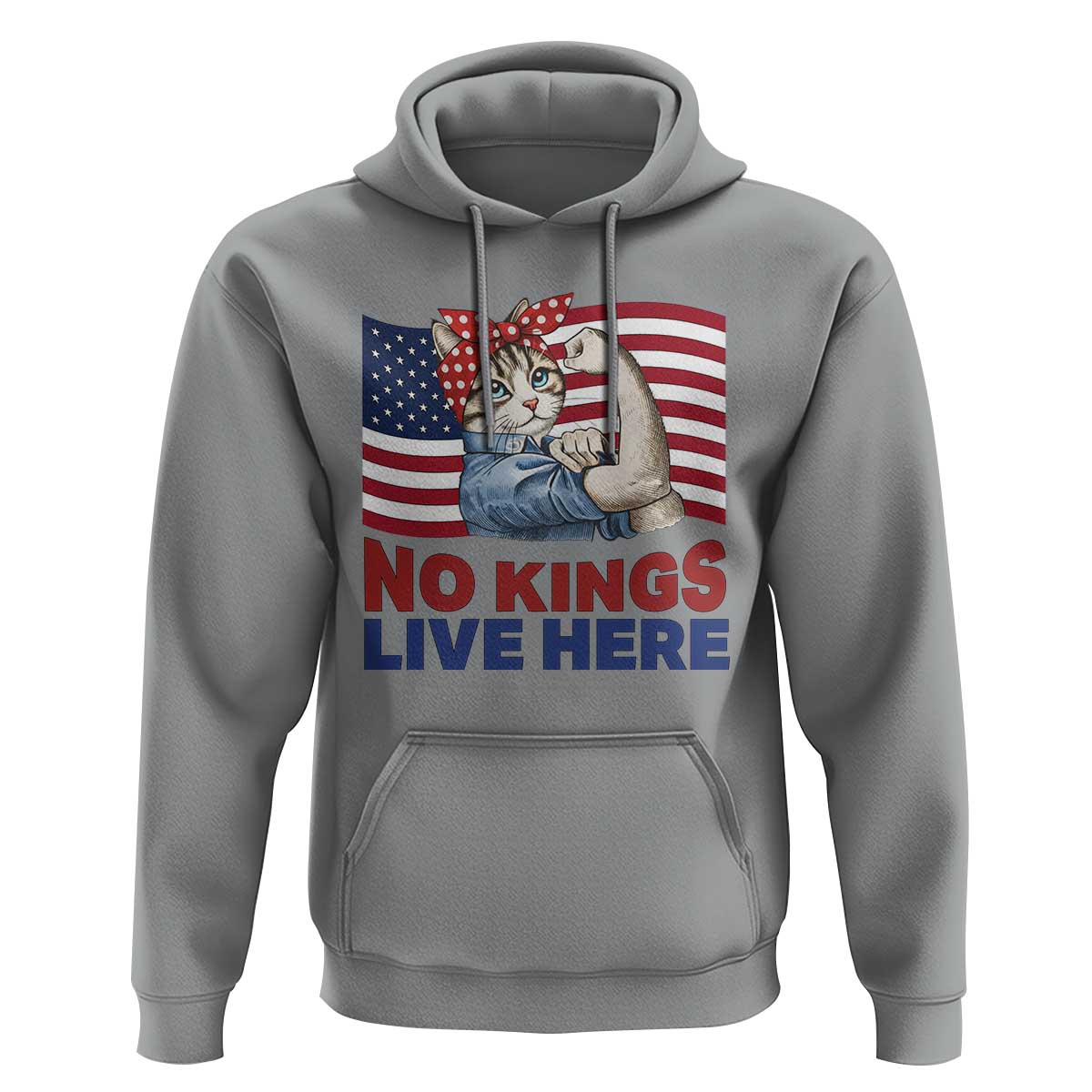 No Kings Live Here Hoodie Funny Rosie The Riveter Cat Feminist Gift