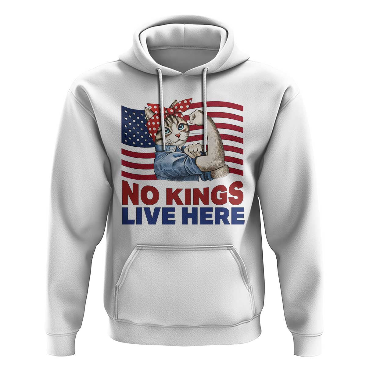 No Kings Live Here Hoodie Funny Rosie The Riveter Cat Feminist Gift
