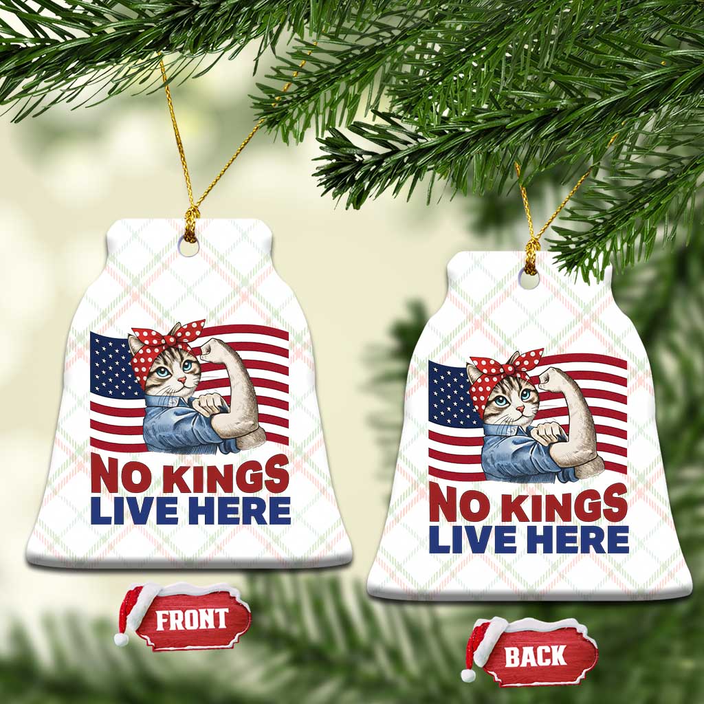 No Kings Live Here Ceramic Ornament Funny Rosie The Riveter Cat Feminist Gift