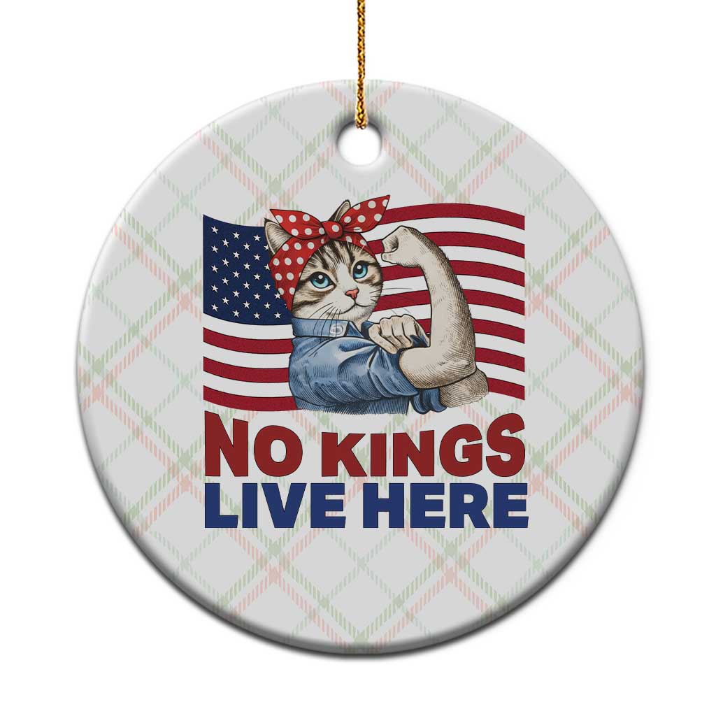 No Kings Live Here Ceramic Ornament Funny Rosie The Riveter Cat Feminist Gift