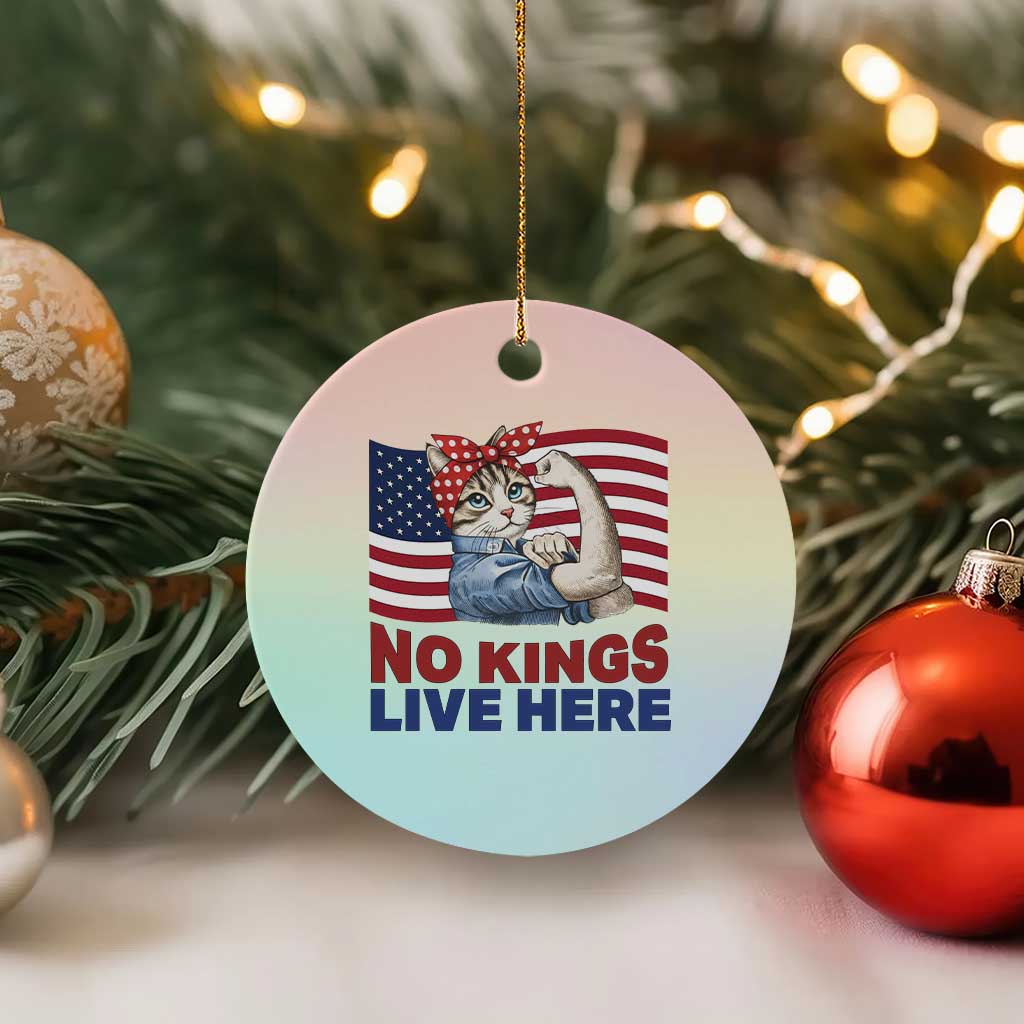 No Kings Live Here Ceramic Ornament Funny Rosie The Riveter Cat Feminist Gift
