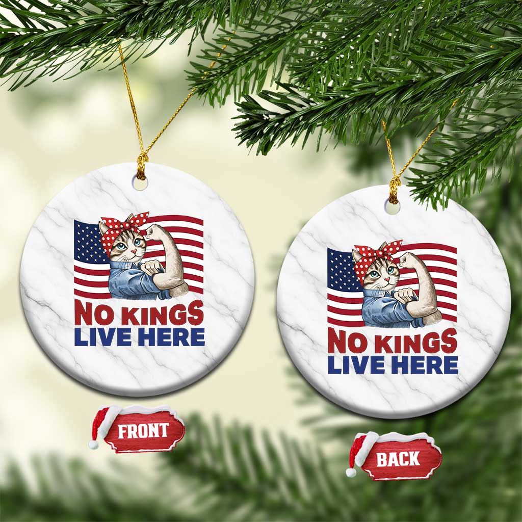 No Kings Live Here Ceramic Ornament Funny Rosie The Riveter Cat Feminist Gift