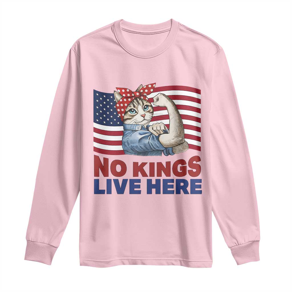 No Kings Live Here Long Sleeve Shirt Funny Rosie The Riveter Cat Feminist Gift