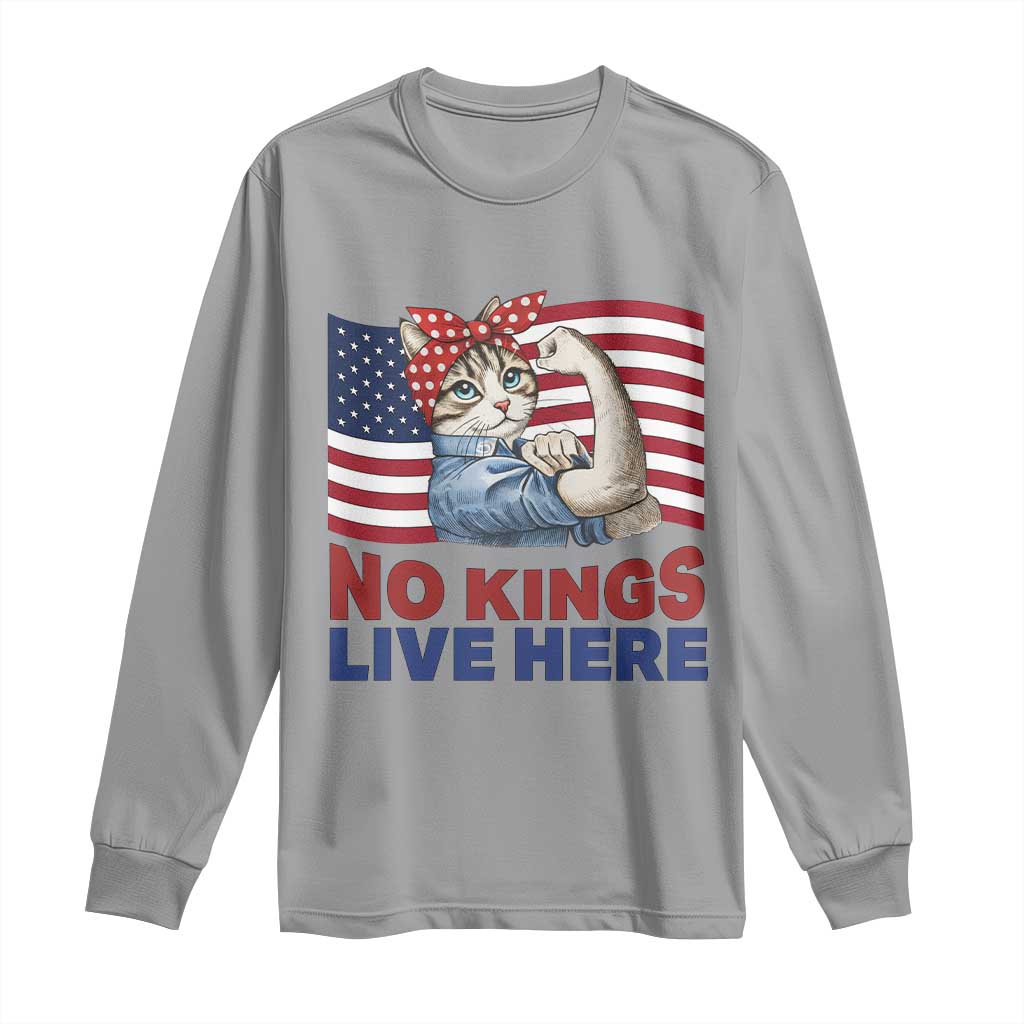 No Kings Live Here Long Sleeve Shirt Funny Rosie The Riveter Cat Feminist Gift
