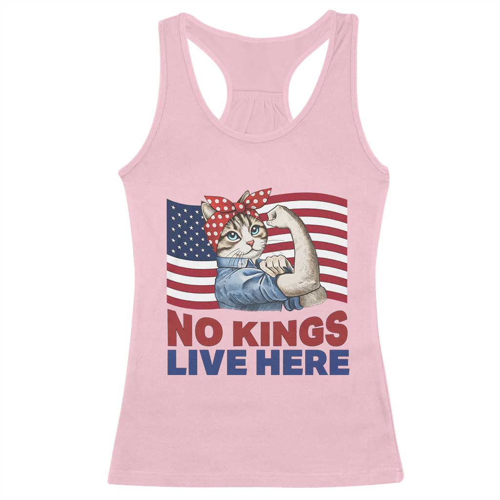 No Kings Live Here Racerback Tank Top Funny Rosie The Riveter Cat Feminist Gift