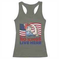 No Kings Live Here Racerback Tank Top Funny Rosie The Riveter Cat Feminist Gift