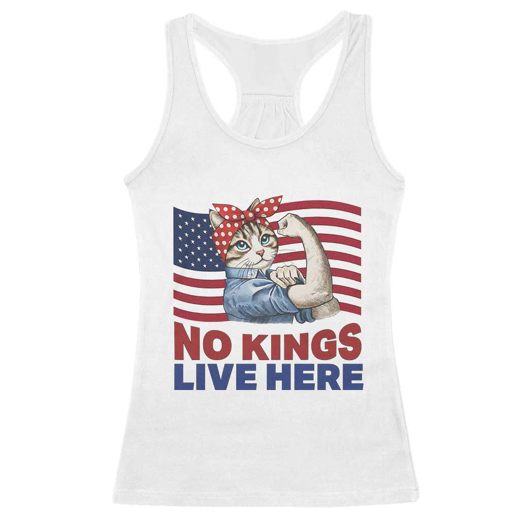 No Kings Live Here Racerback Tank Top Funny Rosie The Riveter Cat Feminist Gift