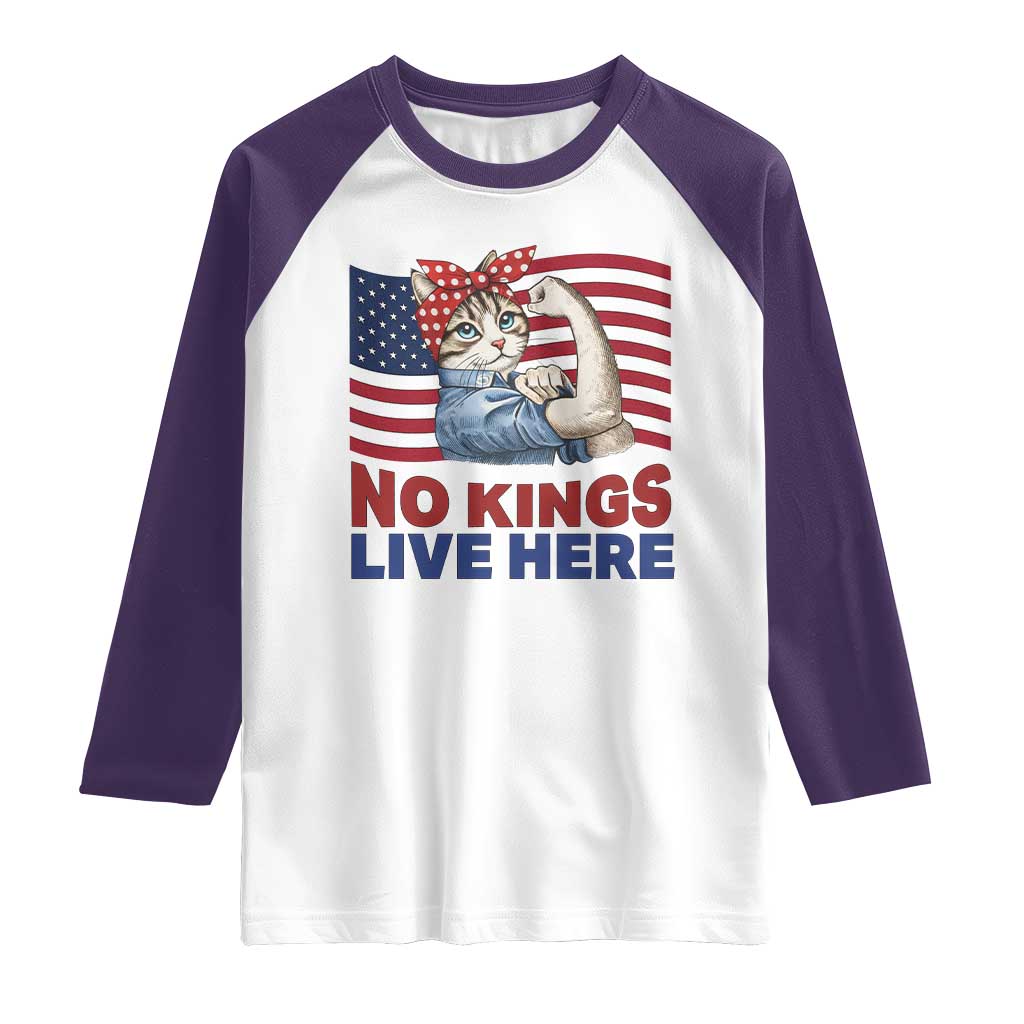 No Kings Live Here Raglan Shirt Funny Rosie The Riveter Cat Feminist Gift