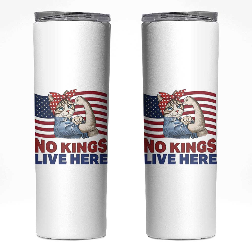 No Kings Live Here Skinny Tumbler Funny Rosie The Riveter Cat Feminist Gift