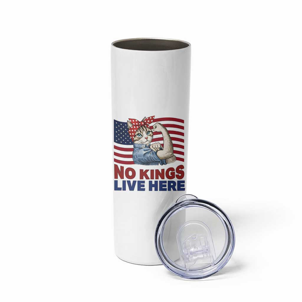 No Kings Live Here Skinny Tumbler Funny Rosie The Riveter Cat Feminist Gift