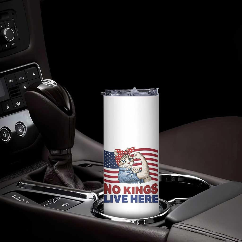 No Kings Live Here Skinny Tumbler Funny Rosie The Riveter Cat Feminist Gift