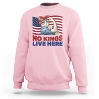 No Kings Live Here Sweatshirt Funny Rosie The Riveter Cat Feminist Gift