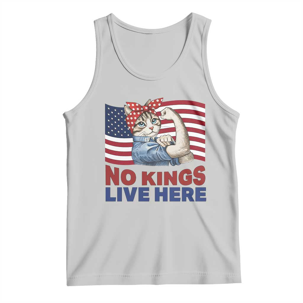 No Kings Live Here Tank Top Funny Rosie The Riveter Cat Feminist Gift