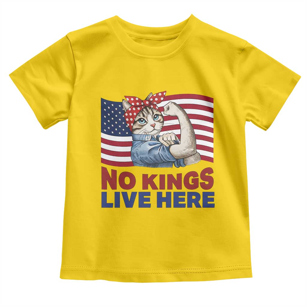 No Kings Live Here Toddler T Shirt Funny Rosie The Riveter Cat Feminist Gift