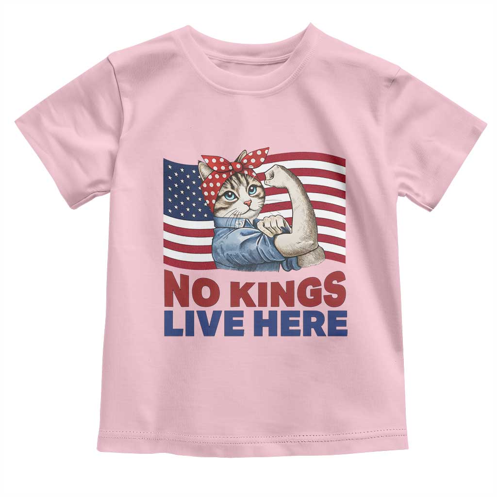 No Kings Live Here Toddler T Shirt Funny Rosie The Riveter Cat Feminist Gift