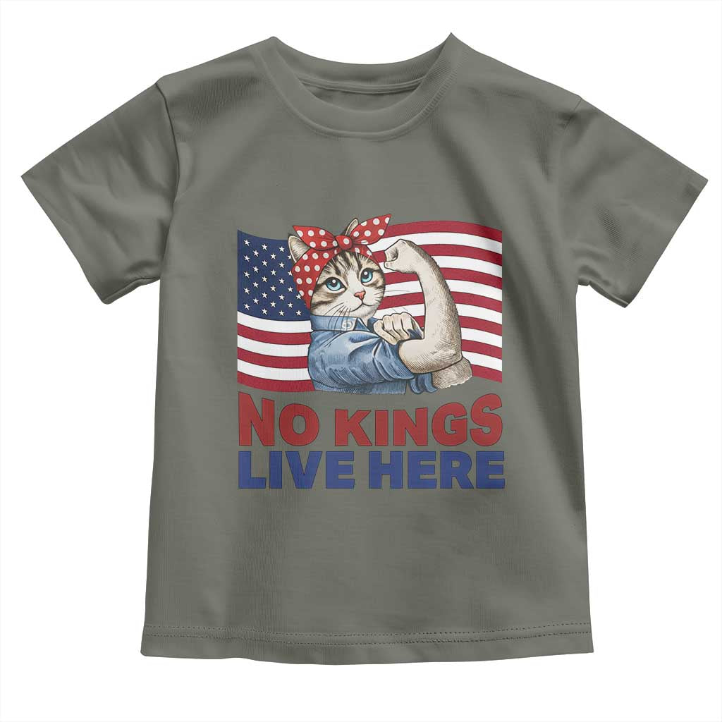 No Kings Live Here Toddler T Shirt Funny Rosie The Riveter Cat Feminist Gift