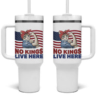 No Kings Live Here Tumbler With Handle Funny Rosie The Riveter Cat Feminist Gift