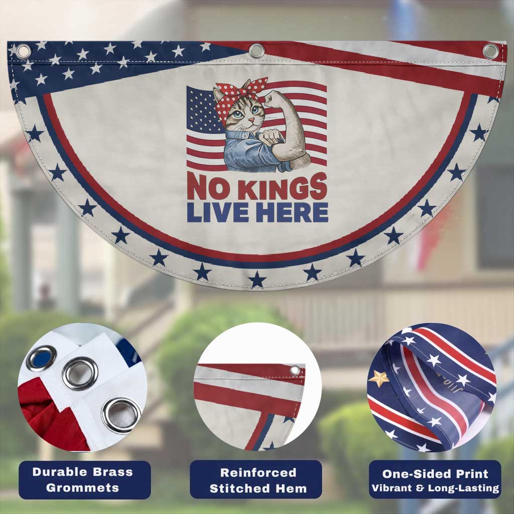 No Kings Live Here Patriotic Fan Flag Funny Rosie The Riveter Cat Feminist Gift