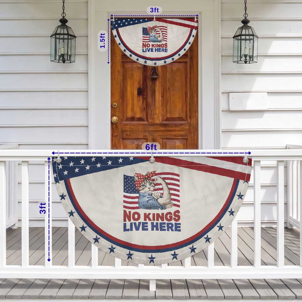 No Kings Live Here Patriotic Fan Flag Funny Rosie The Riveter Cat Feminist Gift