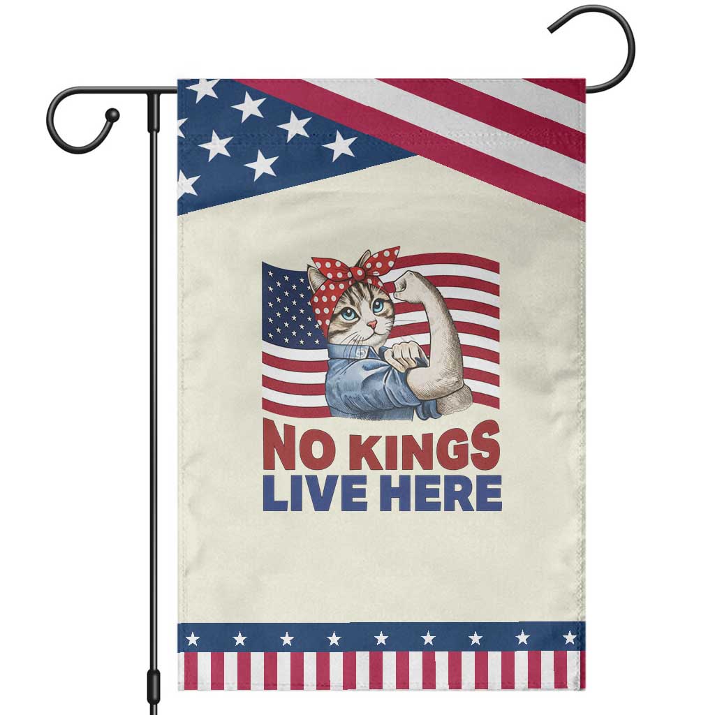 No Kings Live Here Garden Flag Funny Rosie The Riveter Cat Feminist Gift