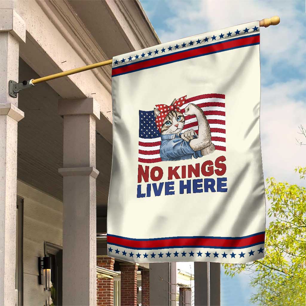 No Kings Live Here Garden Flag Funny Rosie The Riveter Cat Feminist Gift