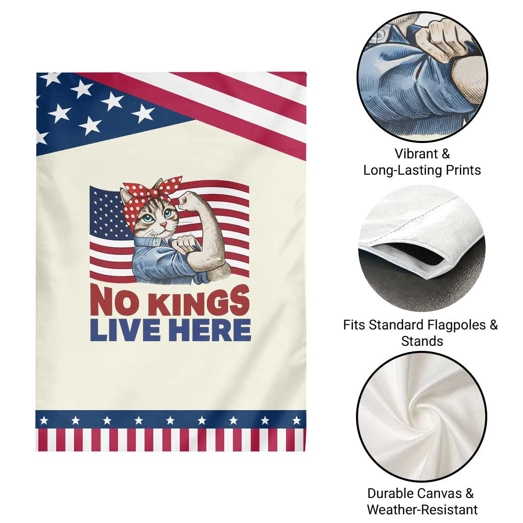 No Kings Live Here Garden Flag Funny Rosie The Riveter Cat Feminist Gift