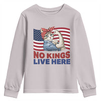 No Kings Live Here Youth Sweatshirt Funny Rosie The Riveter Cat Feminist Gift