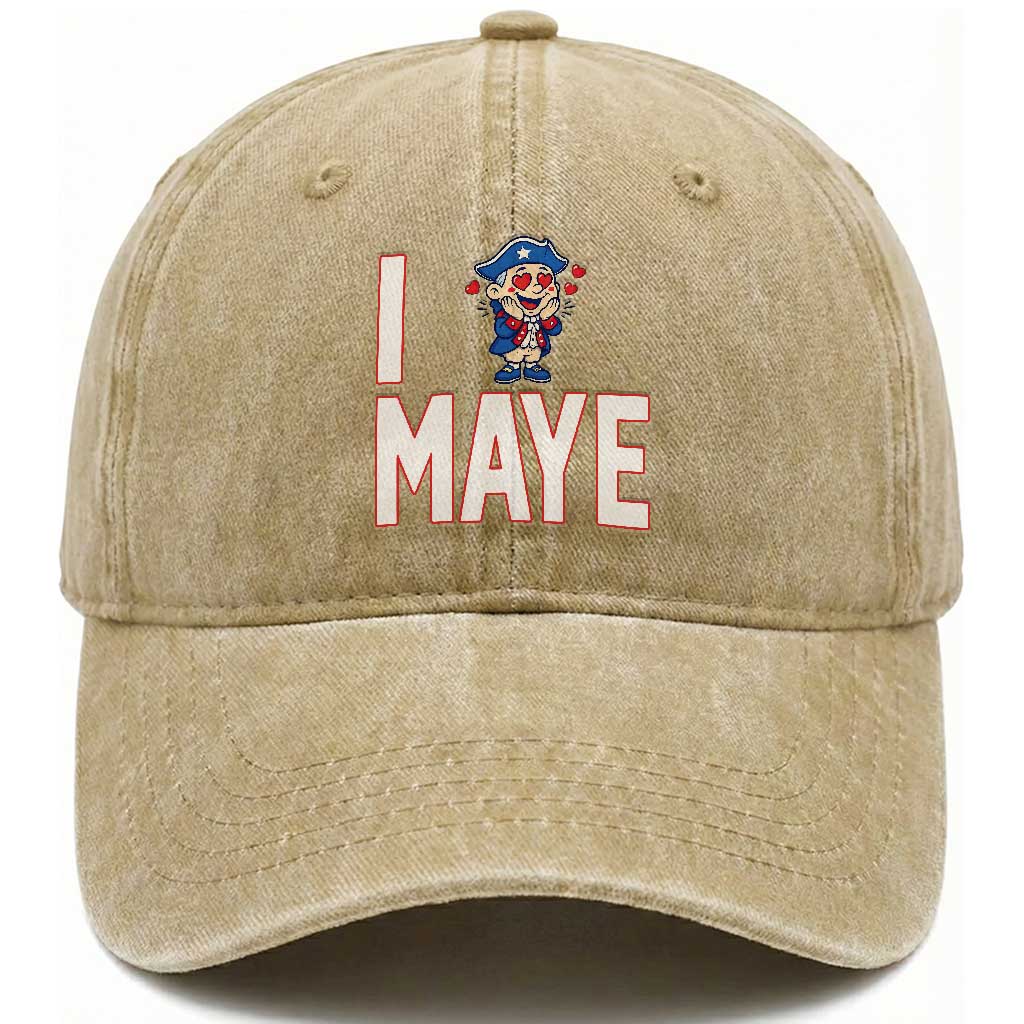 I Love Maye Washed Cotton Baseball Cap Funny QB Sport Fan