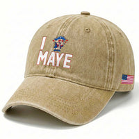 I Love Maye Washed Cotton Baseball Cap Funny QB Sport Fan