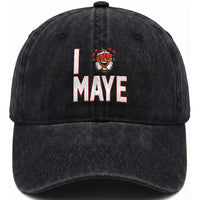 I Love Maye Washed Cotton Baseball Cap Football Lover Gift For NE Fan