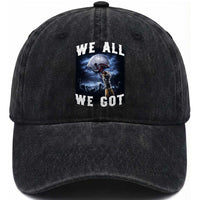 We All We Got Football Helmet Victory Graphic Washed Cotton Baseball Cap
