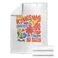 No Kings Wildflower Protest Throw Blanket No Fascists No Tyrants No Nazis