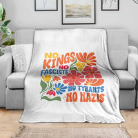 No Kings Wildflower Protest Throw Blanket No Fascists No Tyrants No Nazis