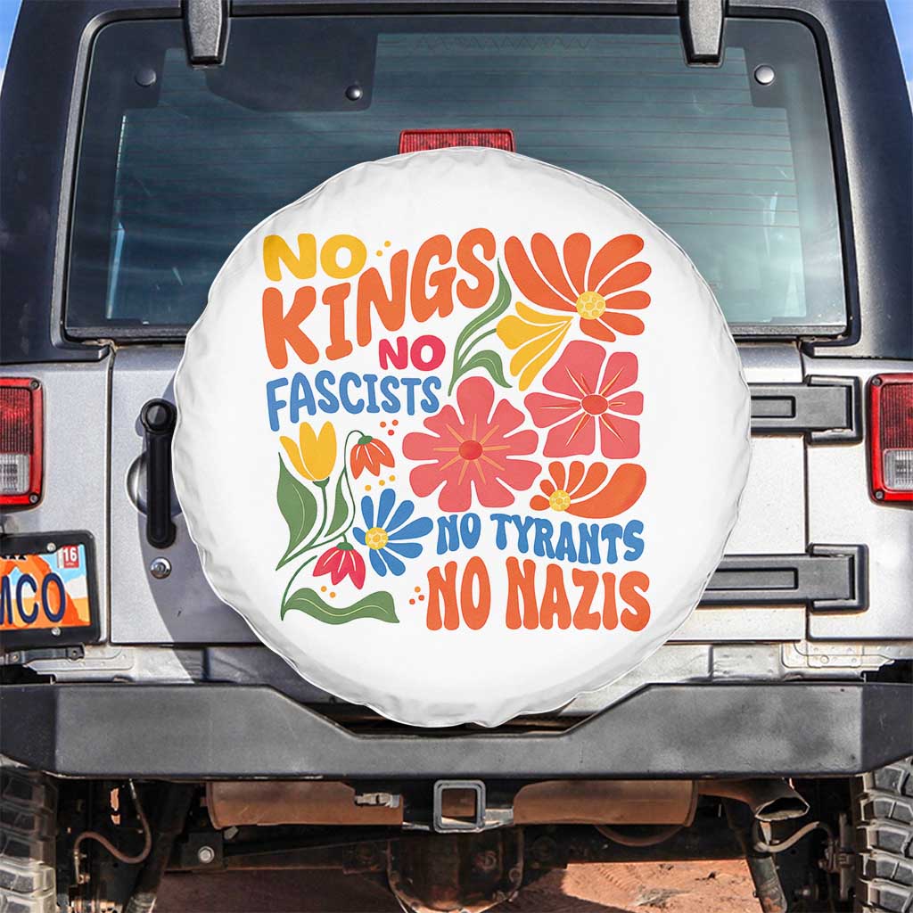 No Kings Wildflower Protest Spare Tire Cover No Fascists No Tyrants No Nazis