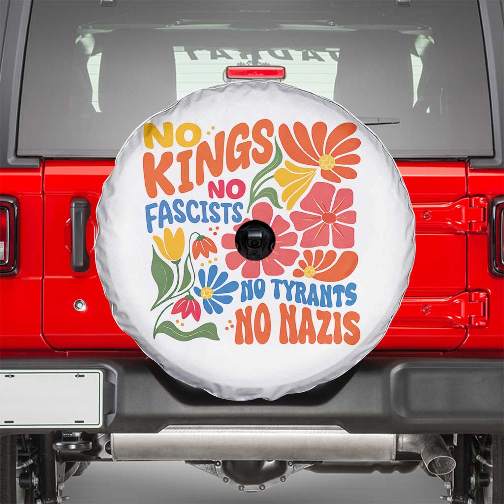 No Kings Wildflower Protest Spare Tire Cover No Fascists No Tyrants No Nazis