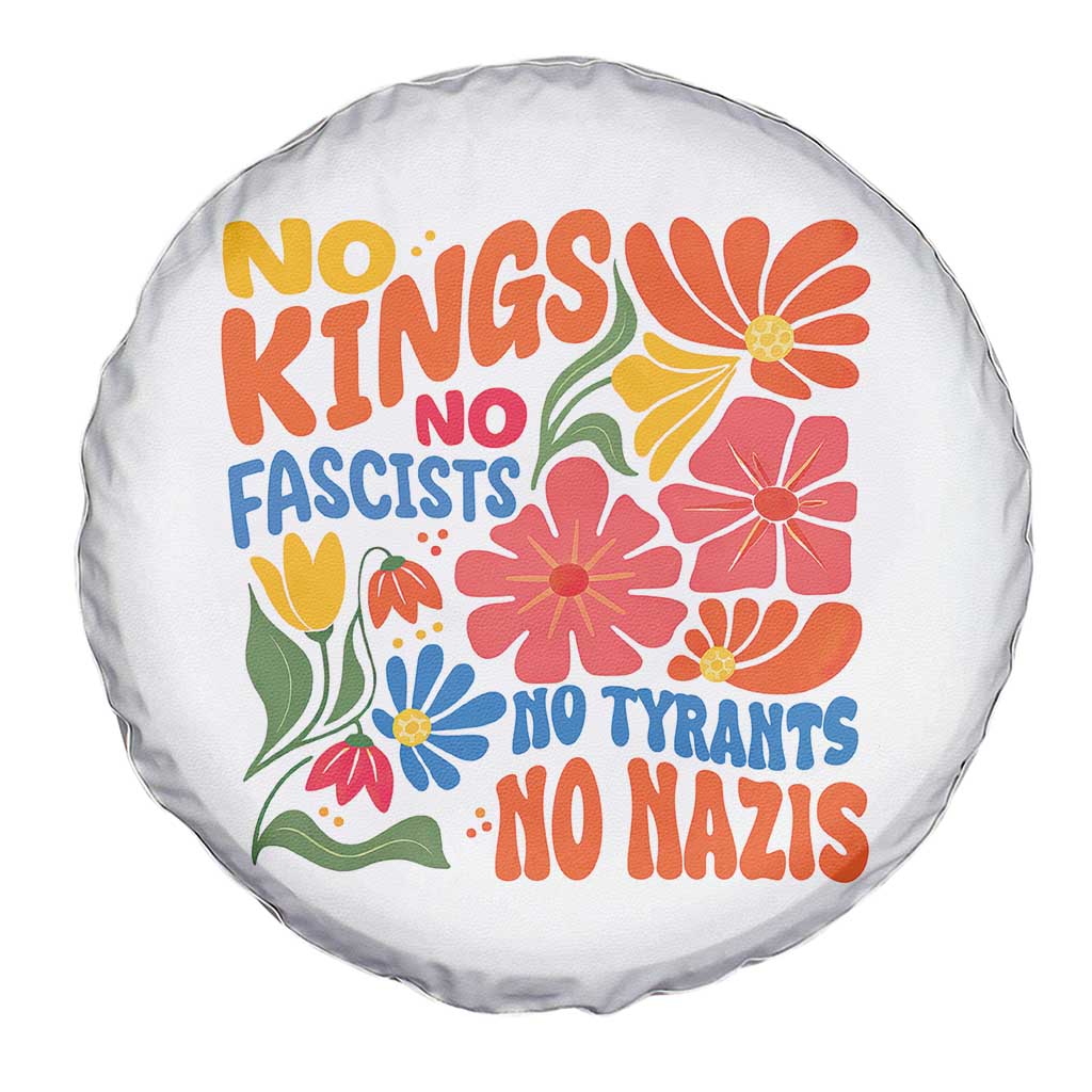 No Kings Wildflower Protest Spare Tire Cover No Fascists No Tyrants No Nazis