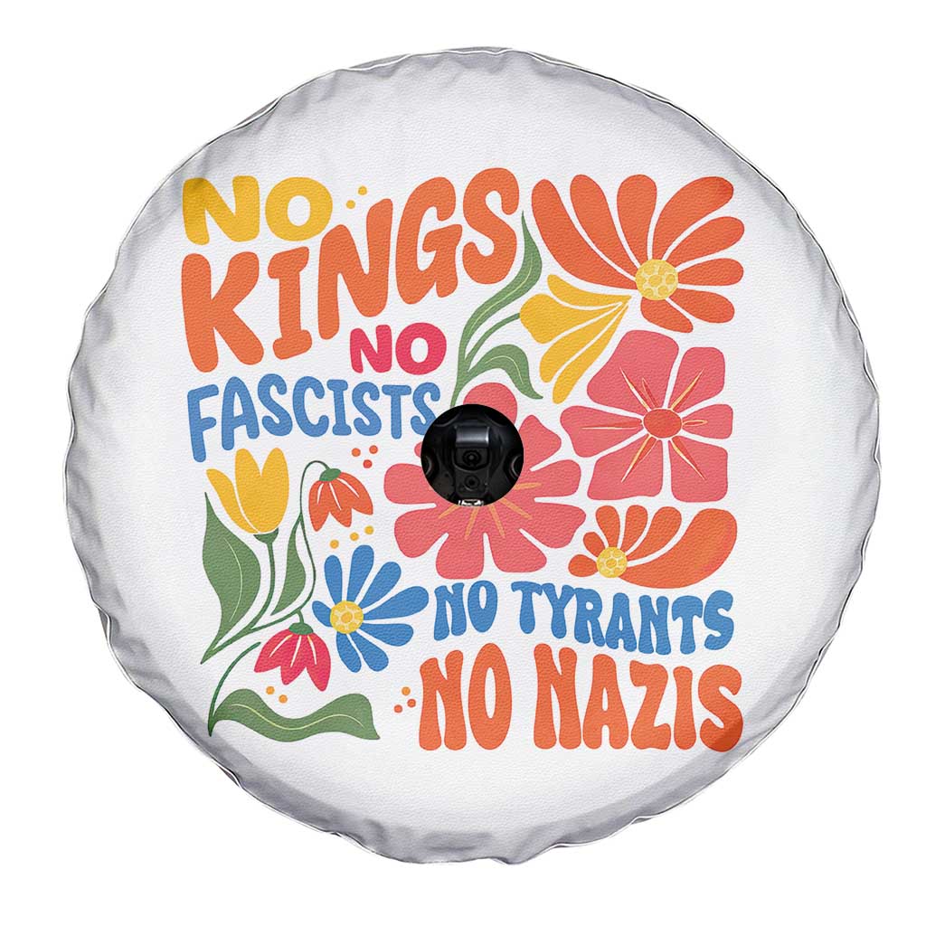 No Kings Wildflower Protest Spare Tire Cover No Fascists No Tyrants No Nazis
