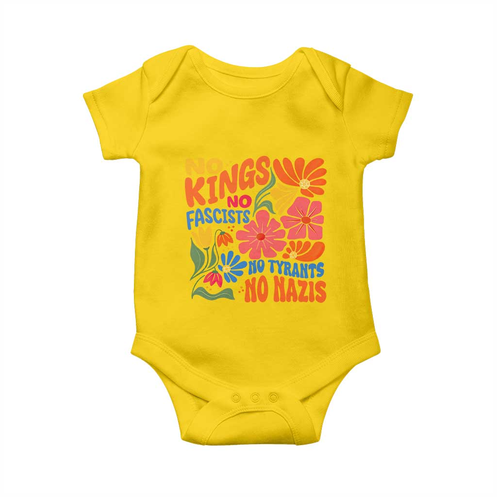 No Kings Wildflower Protest Baby Onesie No Fascists No Tyrants No Nazis