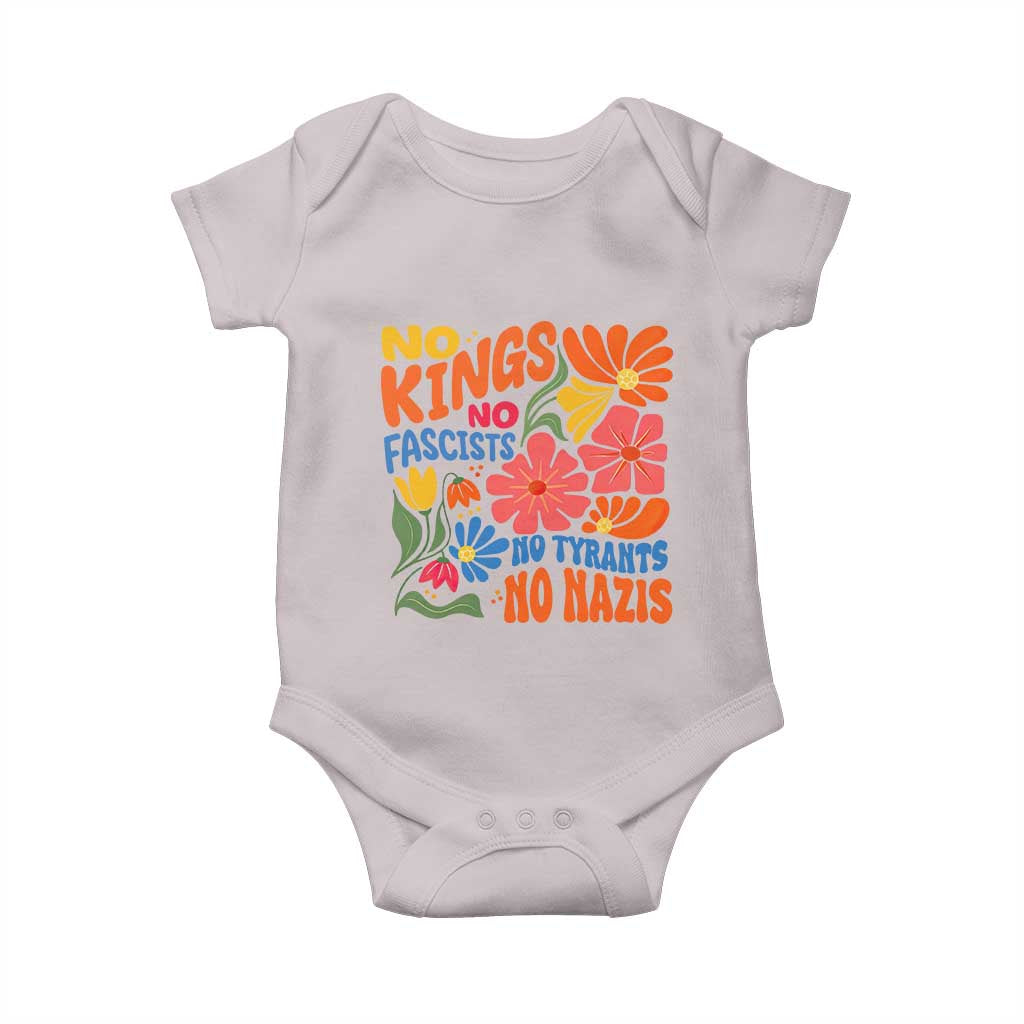 No Kings Wildflower Protest Baby Onesie No Fascists No Tyrants No Nazis