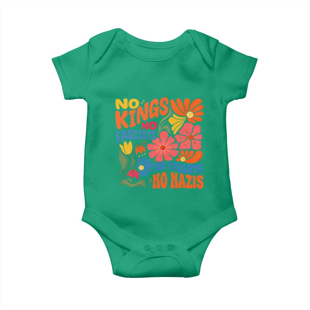 No Kings Wildflower Protest Baby Onesie No Fascists No Tyrants No Nazis