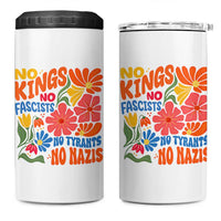 No Kings Wildflower Protest 4 in 1 Can Cooler Tumbler No Fascists No Tyrants No Nazis