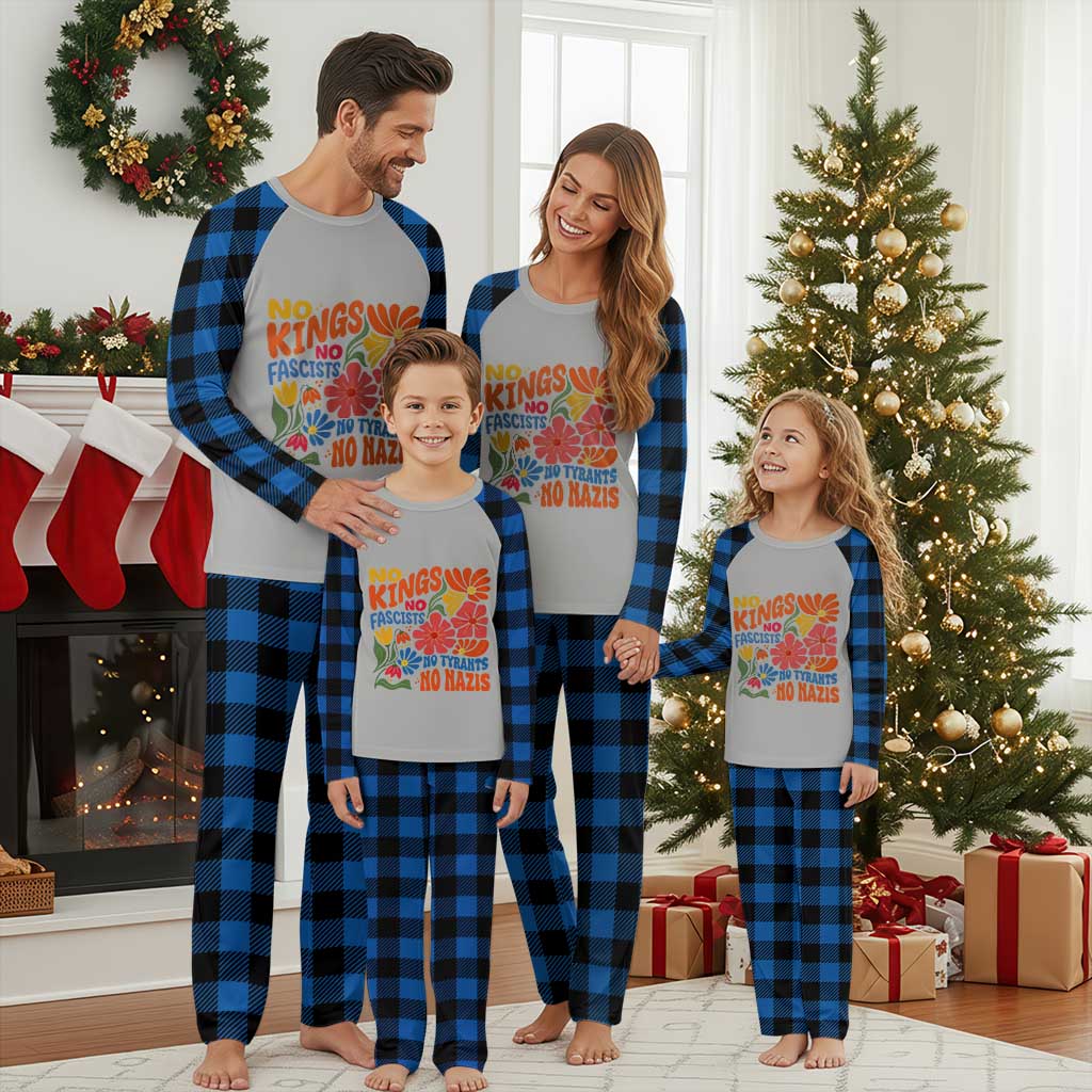 No Kings Wildflower Protest Plaid Pajama Set No Fascists No Tyrants No Nazis