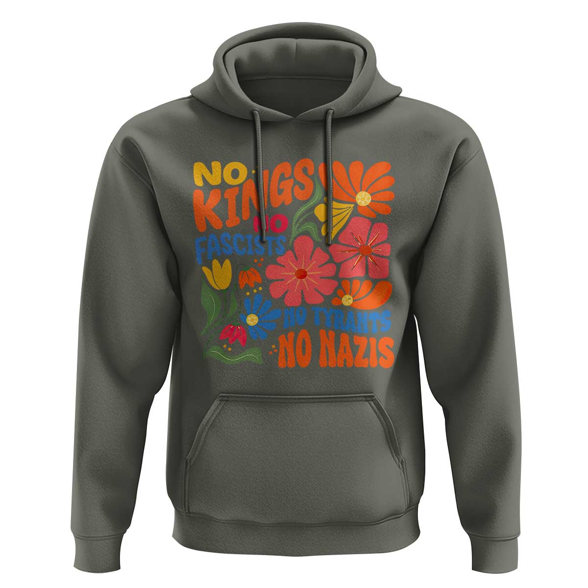 No Kings Wildflower Protest Hoodie No Fascists No Tyrants No Nazis